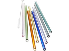 GEFU | Glastrinkhalm FUTURE | 23 cm bunt 8 Stück mit Bürste