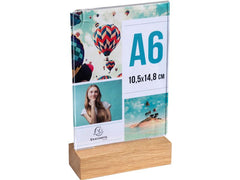 Exacompta | Tischaufsteller A6, hoch | Holzsockel, UV beständig