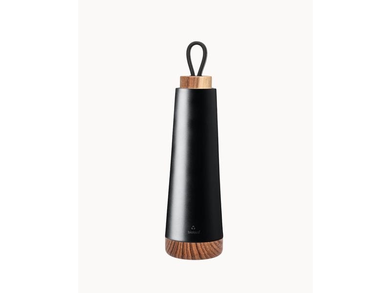 BioLoco | Thermoflasche Loop-Matt Black | 500ml , Edelstahl, Holzdeckel