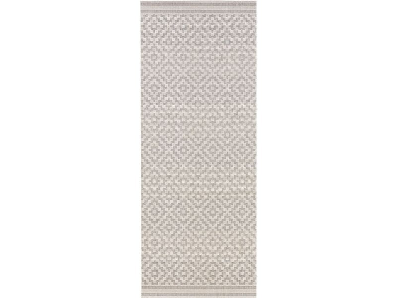 Hanse Home | In & Outd. Teppich Meadow Raute | 100% Polypropylen, 80 x 200 cm, Grey/Cream