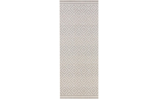 Hanse Home | In & Outd. Teppich Meadow Raute | 100% Polypropylen, 80 x 200 cm, Grey/Cream