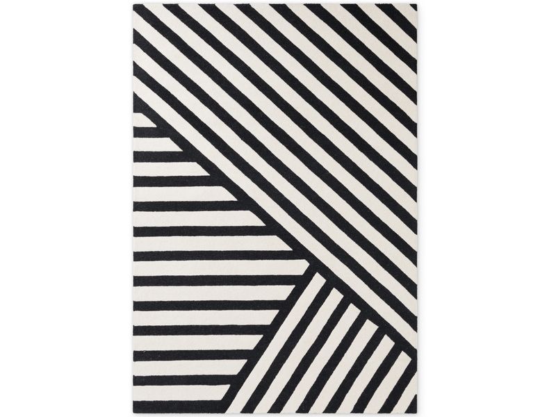 Elle Decoration | Teppich Noir | 100% Wool, 160 x 230 cm, Black/White