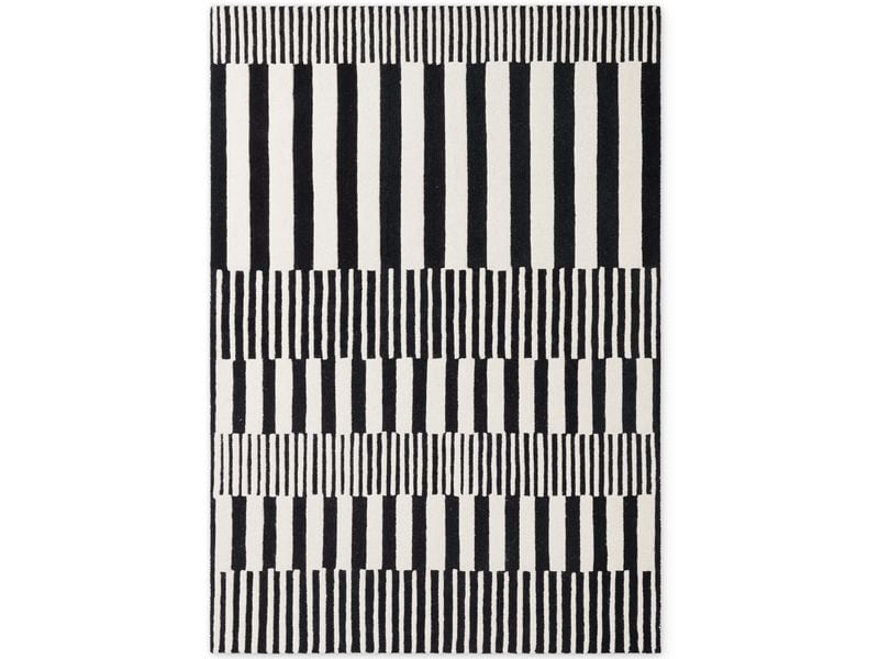 Elle Decoration | Teppich Pulse | 100% Wool, 120 x 180 cm, Black/White