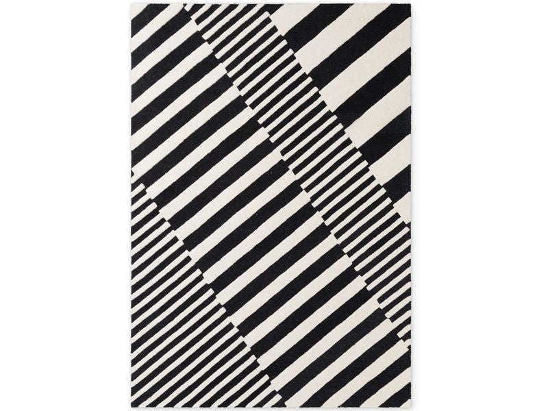 Elle Decoration | Teppich Flux | 100% Wool, 160 x 230 cm, Black/White