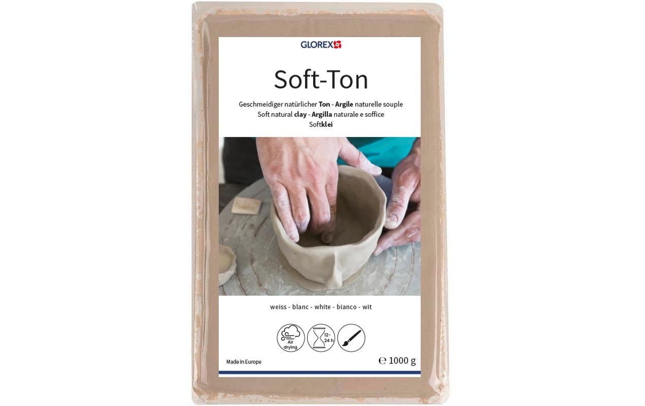 Glorex, Modelliermasse Soft-Ton 1000g, Weis