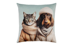 pad | Kissenhülle, Cat loves Dog | mint, ca. 45 x 45 cm