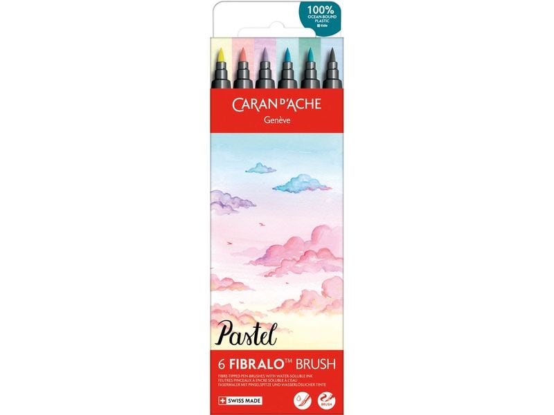 Caran d'Ache | Filzstift Fibralo Brush Pastel | Kartonschachtel mit 6 Farben