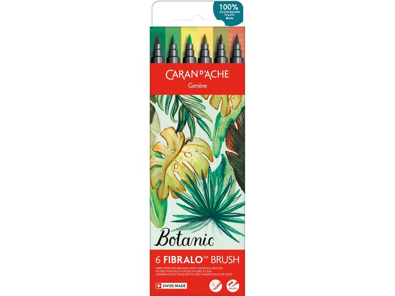 Caran d'Ache | Filzstift Fibralo Brush Botani | Kartonschachtel mit 6 Farben