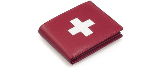 creanorm | CN Portemonnaie mit Schweizerkreuz | Aus Leder, Rot