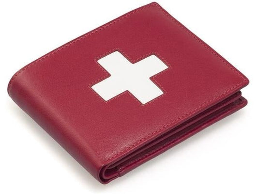 creanorm | CN Portemonnaie mit Schweizerkreuz | Aus Leder, Rot