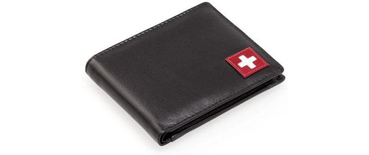 creanorm | CN Portemonnaie mit Schweizerkreuz | Aus Leder, Schwarz