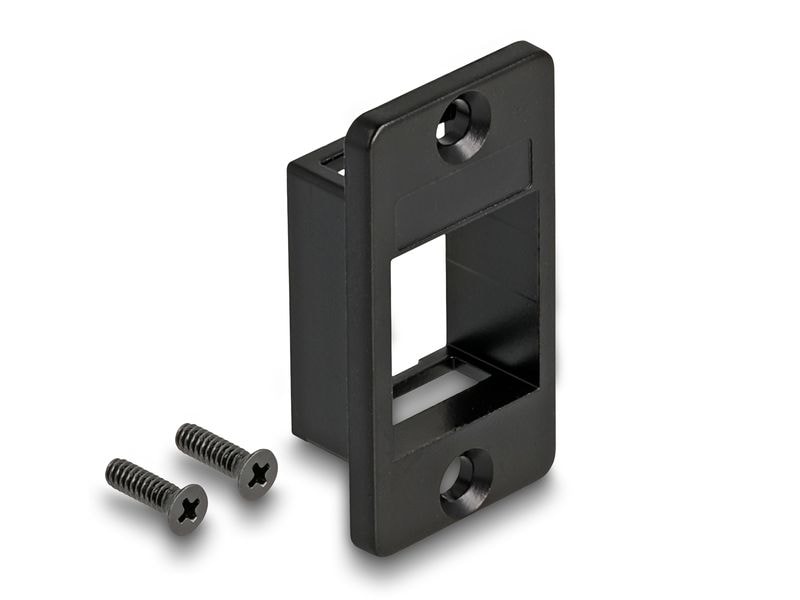 Delock | Keystone Halterung 1 Port | Zink Metall, schwarz, konische verschr.