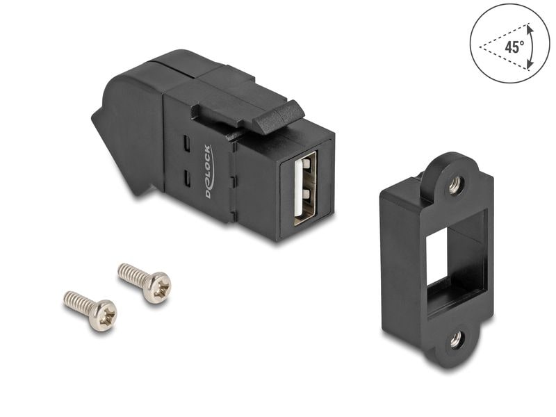 Delock | Keystone Modul USB 2.0 Bu zu Bu | USB 2.0, Bu 45° gewinkelt , ohne Kabel