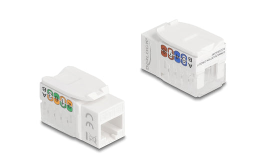 Delock | Keystone Modul RJ45 Cat.6A Bu zu LSA | Cat.6A, AWG22, UTP, LSA, Kunststoff, weiss