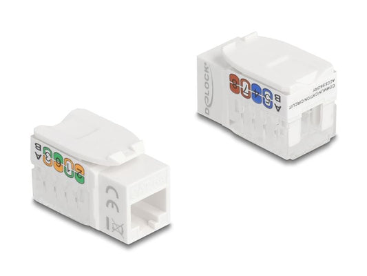 Delock | Keystone Modul RJ45 Cat.6A Bu zu LSA | Cat.6A, AWG22, UTP, LSA, Kunststoff, weiss