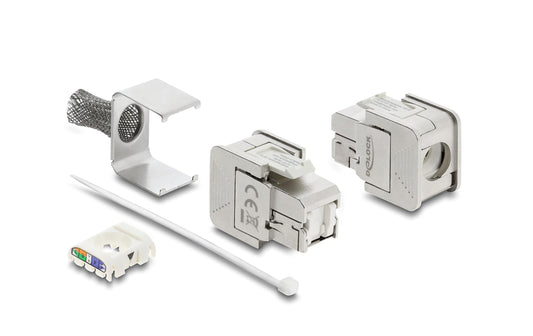Delock | Keystone Modul RJ45 Cat.6A Bu zu LSA | Cat.6A, AWG22, STP, LSA, Metall, EMV schirm