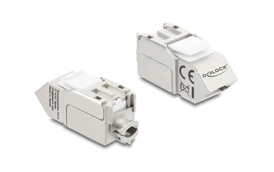 Delock | Keystone Modul RJ45 Cat.6A Bu zu LSA | Cat.6A, AWG22, STP, LSA, Zink, 45° gewinklt