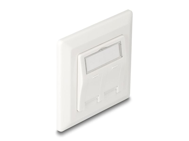 Delock | Keystone Anschlussdose 2 Port | Reinweiss RAL 9010, Staubschutz, DE Norm