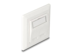 Delock | Keystone Anschlussdose 2 Port | Reinweiss RAL 9010, Staubschutz, DE Norm