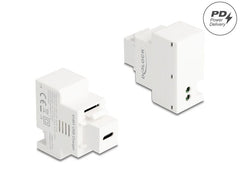 Delock | Keystone Modul USB-C Ladebu 3A PD20W | In 100 - 240 V, Out 3,0 A / 20,0 W, weiss