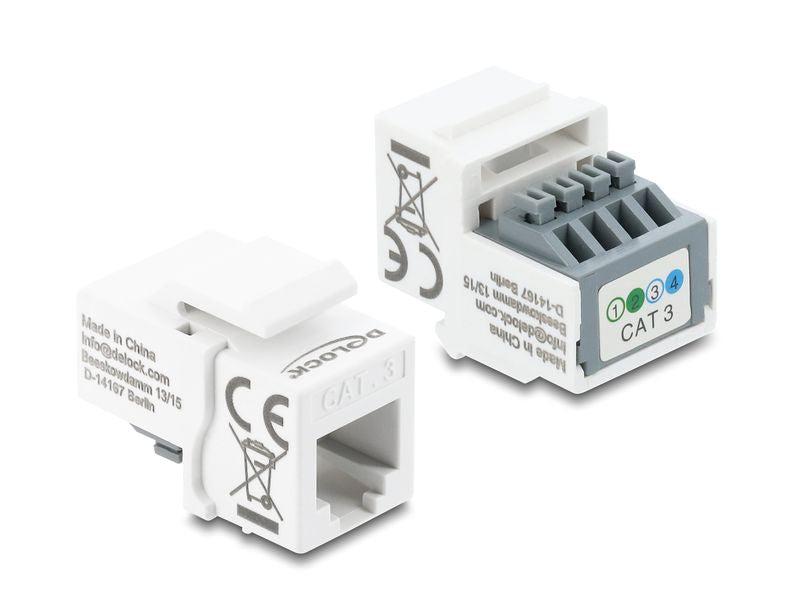Delock | Keystone Modul RJ11 Bu zu 4 Pin | Cat.3, weiss, Terminalblock