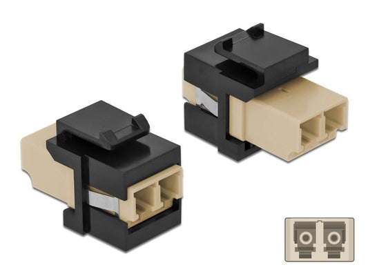 Delock | Keystone Modul LWL LC zu LC Bu/Bu | LC Duplex. beige / schwarz