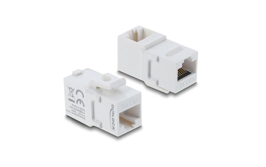Delock | Keystone Modul RJ45 Cat.6A Bu zu Bu | Cat.6A, UTP, PVC, 90° gewinkelt, weiss