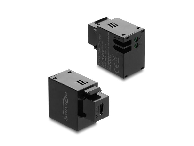 Delock | Keystone Modul USB-C Ladebu 2,1 A | In 100 - 240 V, Out 2,1 A / 10,5 W, schwarz