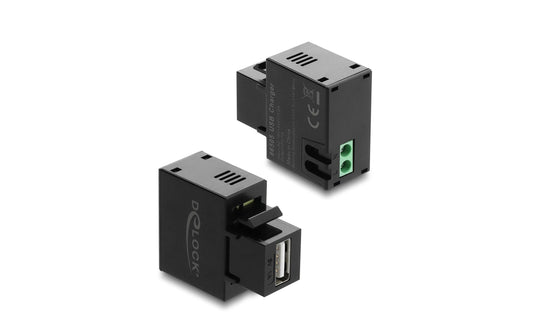 Delock | Keystone Modul USB-A Ladebuchse 5W | In 100 - 240 V, Out 1,0 A / 5,0 W, schwarz