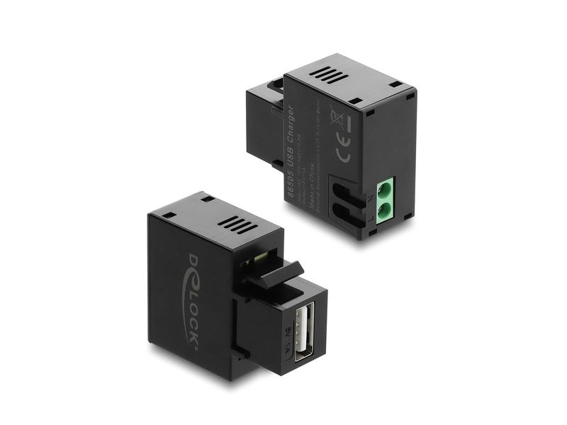 Delock | Keystone Modul USB-A Ladebuchse 5W | In 100 - 240 V, Out 1,0 A / 5,0 W, schwarz