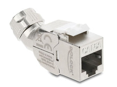 Delock | Keystone Modul RJ45 Cat.6A Bu zu LSA | Cat.6A, AWG22,STP, Zink, 45° gewinkelt