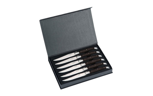 Berndorf | Steakmesser-Set Pakka Schwarz | 6 Messer, Nicro-Edelst. 18/10 Pakkaholz
