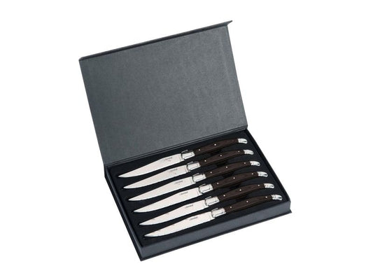 Berndorf | Steakmesser-Set Pakka Schwarz | 6 Messer, Nicro-Edelst. 18/10 Pakkaholz