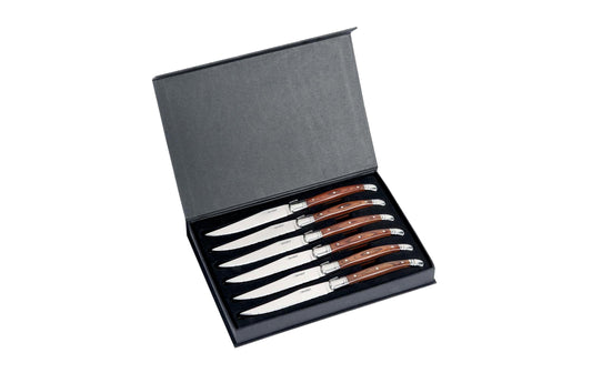 Berndorf | Steakmesser-Set Pakka Braun | 6 Messer, Nicro-Edelst. 18/10 Pakkaholz