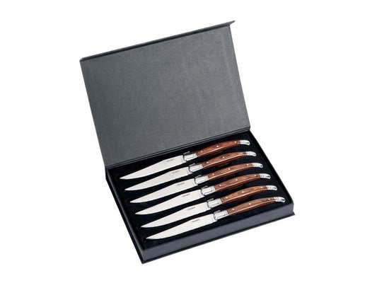 Berndorf | Steakmesser-Set Pakka Braun | 6 Messer, Nicro-Edelst. 18/10 Pakkaholz