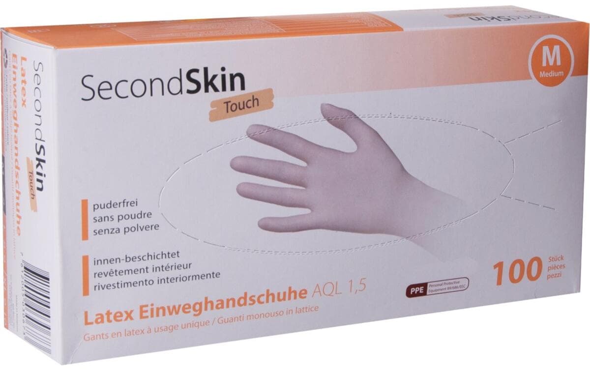 SecondSkin, Einweghandschuh Latex Touch M,