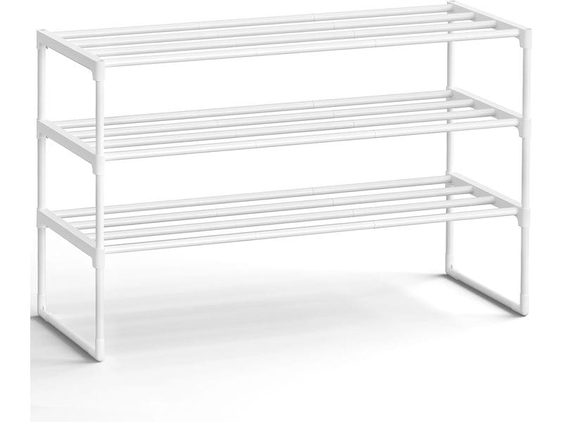 Songmics | Schuhregal aus Metall, Weiss | 92x30x54 cm, Stahl, Kunststoff