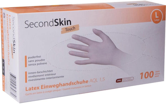 SecondSkin, Einweghandschuh Latex Touch L,