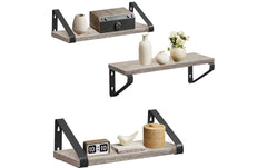 VASAGLE | Wandregal 3er Set | 40/35/30x12x11 cm, Stahl, Spanplatte