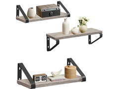 VASAGLE | Wandregal 3er Set | 40/35/30x12x11 cm, Stahl, Spanplatte