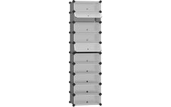 Songmics | Schuhboxen Grau, 10 Ablagen | 43x31x173 cm, Eisen, ABS, Kunststoff