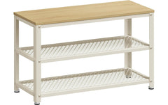 VASAGLE | Schuhgestell Natur-Weiss,3 Ablagen | 73x30x45 cm, Stahl, Spanplatte