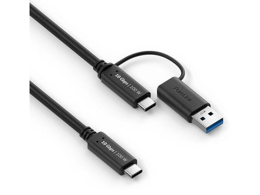 PureLink iSeries | Purelink USB-Kabel C-C, 1.0m, USB-A Aufsatz | iSerie, 3.2 Gen2.1, 5A, 10G, schwarz