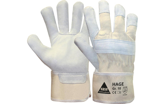 Hase | Safety 1 Paar Arbeitshandschuh Hage 9 | Narbenleder, Doppelnähte Innenhandfutter