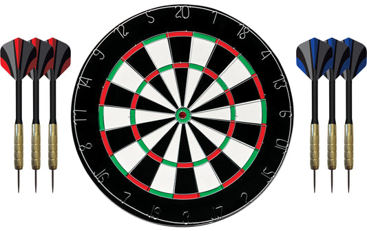 KOOR | Dartscheiben-Set 18 Zoll | Flock-Scheibe, mit Metallring und 6 Darts
