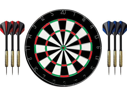 KOOR | Dartscheiben-Set 18 Zoll | Flock-Scheibe, mit Metallring und 6 Darts