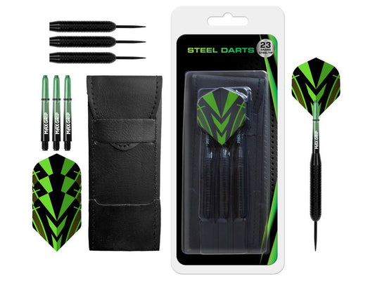 KOOR | Stahl Dart Set 23 g schwarz | inkl. Dart-Etui
