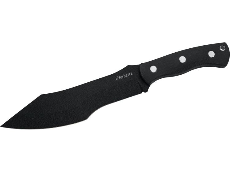 Herbertz | Bushcraft- und Survivalmesser D2 | schwarz micarta
