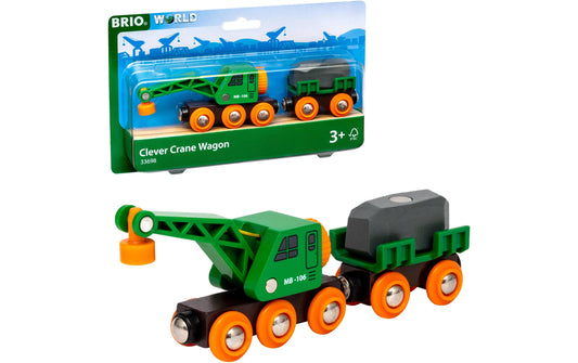BRIO | Grüner Kranwagen+Anhänger+Fracht