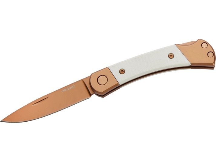 Herbertz | Taschenmesser Titanbeschichtung | Rosengold D2, Small, White